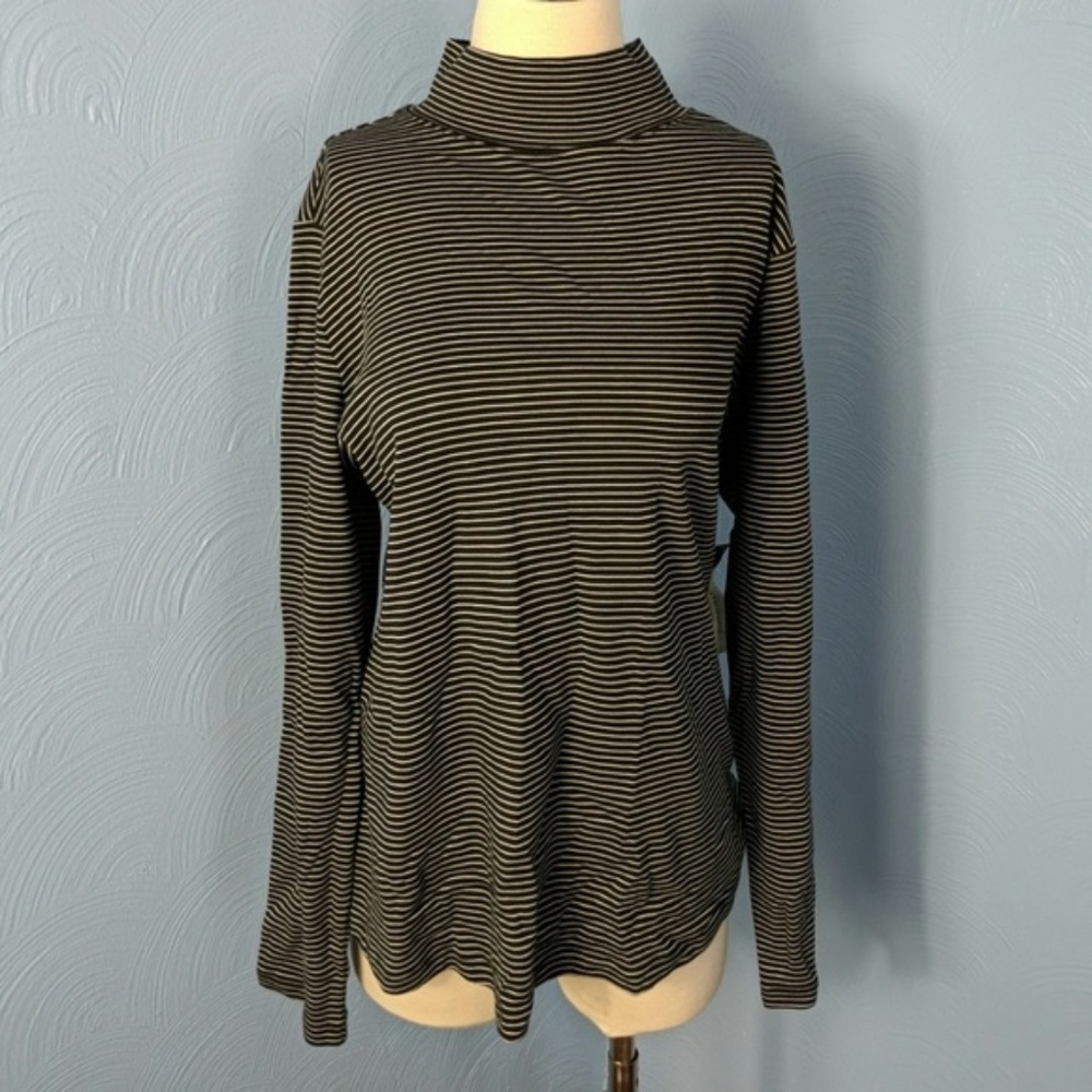WESTBOUND Black Striped Mock Turtleneck 1X New